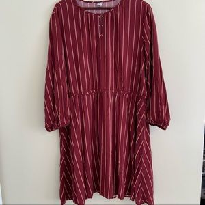 Old Navy 3X Maroon Red and Beige striped Dress